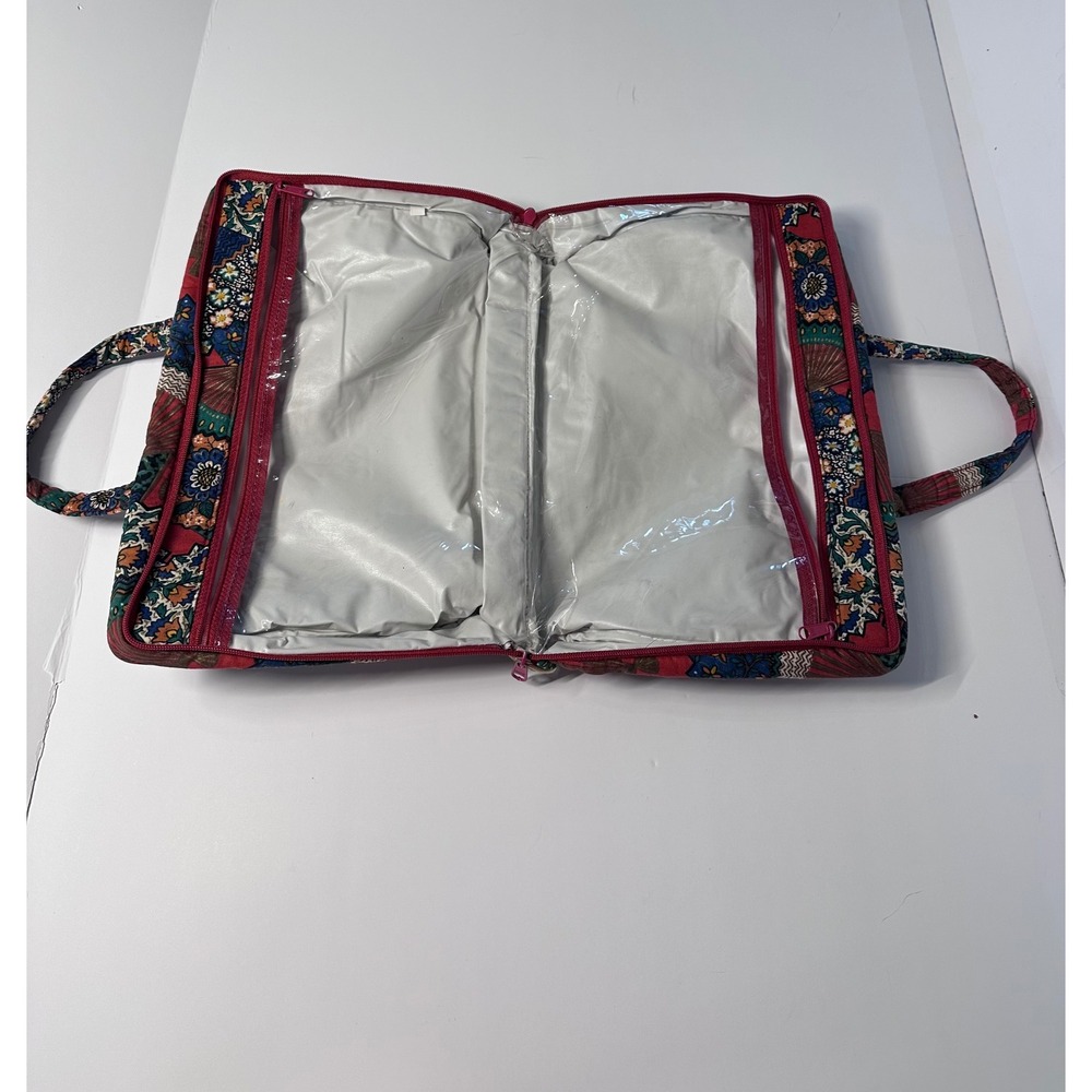 Vintage Tapestry Fan Print Travel Toiletry Organizer Bag Multicolor Zippered - Picture 4 of 6